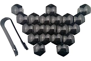 BSGP 20 Pieces Car Wheel Nut Caps Protection Universal Tyre Hub Screw Bolt Nut 19mm Cap Covers with Removal Tool (Internal diameter 19mm -Black)