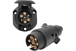 AGRISHOP Enchufe de Remolque 7 Pines,7pin Conector Enchufe de Remolque Hembra,12v 7Polos Adaptador Eléctrico Zócalo de Remolque Macho Impermeable para Camión RV Remolque Motor Vehículo