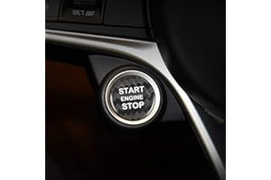 M.JVisun Kohlefaser Ein Knopf Start Taste Deckel Trimmen für Alfa Romeo, Zündung Schalter Aufkleber für Alfa Romeo Giulia für Alfa Romeo Stelvio - Schwarz