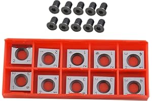 URPIZY Wendeschneidplatten,Wendeplatten Wendemesser 10 Stück Ersatzklingen, Hartmetalleinsätze Vierkant seitig geschärft Austauschbare Hartmetall für Planfräser für Holz Drechselwerkzeug (14x14x2mm)