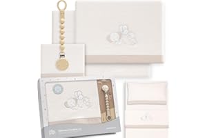 mibebestore - Juego de Sábanas Coralina Cuna 60x120 – Juego 3 Piezas Invierno Bebé (Encimera, Bajera y Funda de Almohada) – Sábanas de Cuna Suaves y Cálidas para Dormir en Invierno | Elefante Beige