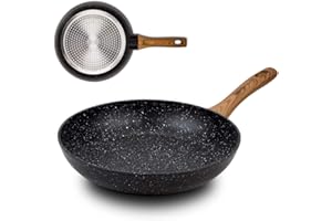 Nava Nature Non Stick Frying Pan, Aluminium Cooking Pan with Scratch Resistant Stone Coating and Heat Proof Handle, PFOA Free, 24cm Size