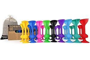 TOSSIT Juego Dardos de Silicona Ventosa - Juega con Familia y Amigos, Modos Petanca o Bocha y más! Ideal Interior Exterior, Diversión Portatil Todas Las Edades! Party Pack: 8 Colores + 2 Negros
