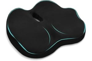 Juspota Cuscino Sedia Ufficio, Cuscino Sedia Ergonomico, Cuscino Coccige Antiscivolo, Cuscino Sedile Auto, Cuscino Sciatica Memory Foam per Ufficio, Auto, Nero