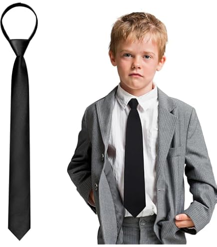 Cravatta Nera Regolabile Per Bambini 2 Pezzi – Adatta Per Ragazzi 8-14 Anni, Perfetta Per Matrimoni, Scuola E Feste