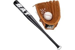 BIGTREE 25'' (63,5 cm) Alloy Baseballschläger mit 9'' Softball Sport Schläger Handschuhe für die Linke Hand Leichtes Sporttraining Slugger Training Jugend-Erwachsenen-Outdoor-Spiel Balken