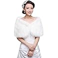 Women Faux Fur Shawl Wrap Bridal Furry Cape Shawl Winter Warm Shoulder Cape Wedding Bridesmaid Soft Plush Dress Wraps Shawl Stoles Tippet Evening Prom Wraps Halloween Fancy Dress Long Jacket Coats