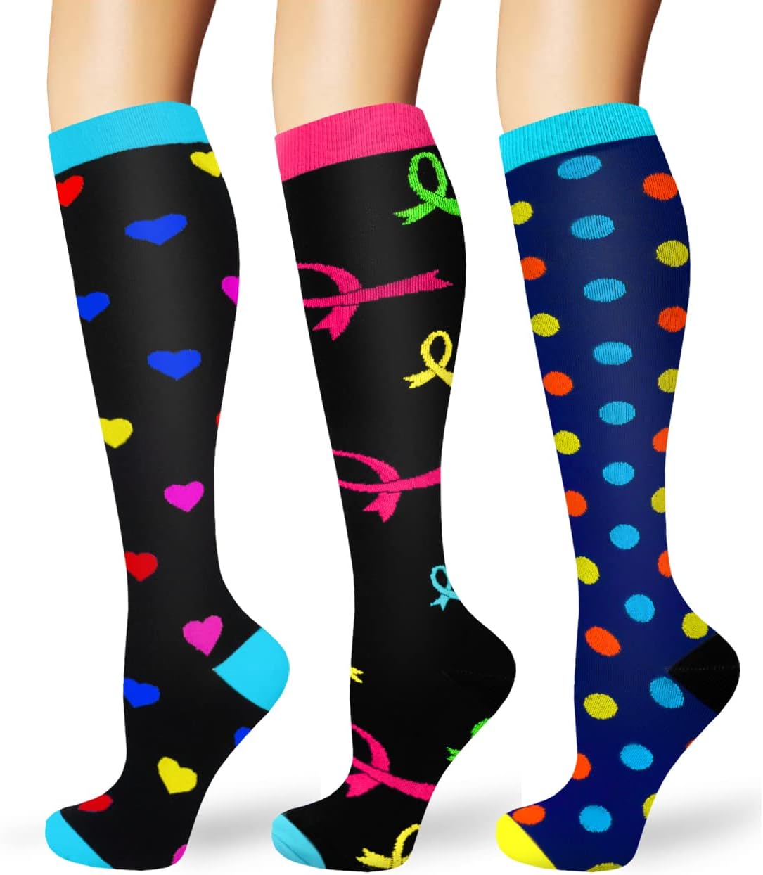 ACTINPUT 3/7 Pares Calcetines de compresión para Mujeres y Hombres 20-25 mmHg es el Mejor atlético, Correr,Escalar Montaña,Vuelo, Viajes, Enfermeras, Edema
