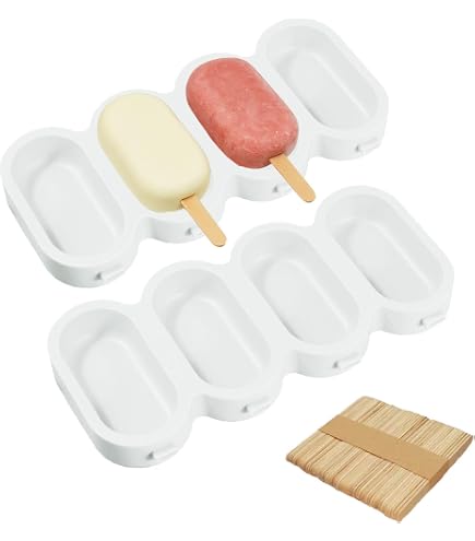 Moule à Glace Magnum Lot De 3 Grands , Moule Magnum Cake, BPA Free, Avec 100 Bâtonnets En Bois, 100 Sacs OPP, 100 Bandes D'emballage Et 100 Autocollants Moules à Glace En Silicone
