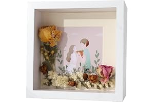 GGTTNRT Shadow Box Frame Box Frames for Crafts 3d Deep, Deep Picture Frames Box Display, for Memorabilia Pictures Flowers Medals Tickets Crafts Wedding, Wall Hanging 8 Inch (White)