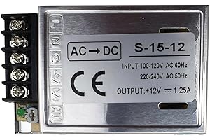 LEDSONE 12V LED Driver 15W Fuente de alimentación Mini Transformador IP20 Convertidor de potencia de conmutación Transformador LED Driver para tira de luz LED (15watts)