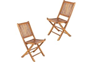 EDENJARDI Pack 2 sillas jardín Teca Plegables, Madera Teca Grado A, Medidas 48x60x85 cm, Tratamiento al Agua aplicado, sillas de teka para Comedor, Silla de terraza