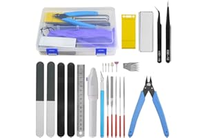 BGTXINGI Lot de 27 outils de modélisme Gundam avec boîte en plastique pour assemblage, réparation et réparation de modélisme