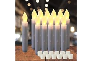 Bougies à LED -Longue Bougies de Chandelier - Ensemble de 12 Bougies led sans Flammes AA Batterie Bougies 16.5X2 cm Lumière Bougie pour Party Mariage Halloween Noël Décoration Lampe d'Ambiance