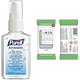 PURELL ADVANCED HAND SANITISER GEL 60mL, Portable Pump Bottle. Hand Sanitizer Gel & INEOS Antibacterial Biodegradable Sanitiser Wipes for Hands (15 Wipes)