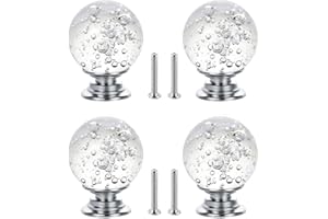 yufana Achengqi 4 pezzi Pomello in Vetro Maniglia del Comò Maniglia per Cassetti Manopola di Cristallo Maniglia per Mobili con in Lega di Zinco Maniglia per Mobili a Foro Singolo 30MM (Trasparente)