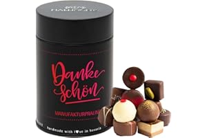 ‎HALLINGERS GENUSS MANUFAKTUR Hallingers Dankeschön - Manufaktur Pralinen Geschenk handmade ohne Alkohol aus Edelkakao Schokolade (Dose) - Adventskalender Neuheiten & Adventskalender befüllen | Geburtstag Glückwunsch Danke Neues Z