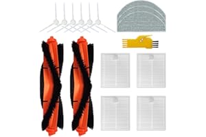 Laimaiou Accesorios compatibles con Xiaomi Robot Vacuum E12 Xiaomi Vacuum E10 Robot Aspirador Piezas de repuesto 15 Packs 2 Cepillo principal, 4 Filtros, 6 Cepillos laterales, 3 Paños de fregona