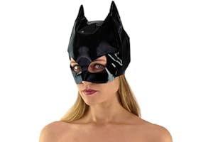 EDD LOVE-TOYS Schwarze Lack Katzenmaske glänzend Katzen Maske Catwoman Maske Cat Mask