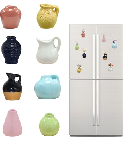 Nuvretk 2-Pack Mini Glass Vase Magnets - Cat Whisker Holder & Dried Flower Display For Fridge