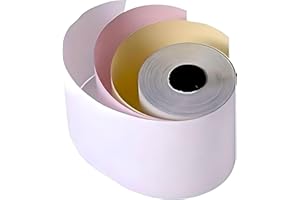 DOUBLE DRAGON Rollos de recibos de papel sin carbono de 76 x 76 mm, 3 capas, EPOS para impresora de cocina, caja de 20, (3 capas, blanco/amarillo/rosa)