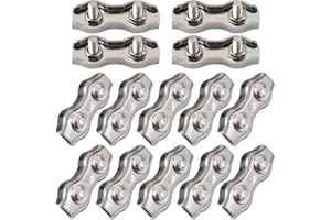 Cozihom Lot de 14 serre-câbles Duplex en acier inoxydable M3 de 1/8"
