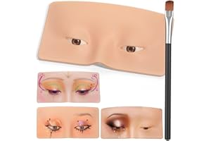 ATOMUS Silikonowa deska do makijażu oczu 3D wielokrotnego użytku idealna pomoc do ćwiczeń makijażu oczu eyeliner cienie do powiek przedłużenie rzęs przedłużenie rzęs (otwarte oczy)