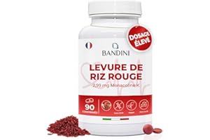 Bandini® LEVURE DE RIZ ROUGE de Monascus purpureus | 99,7mg de riz rouge et 2,9mg de Monacolin K | Sans additifs, Vegan, Sans OGM | Antioxydant | 90 comprimés faciles à avaler (3 mois)