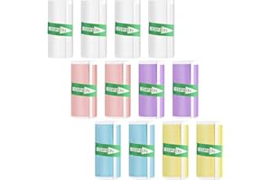 AILUYA 12 Rollen Thermopapier Selbstklebend, 5 Farbige Mini Drucker Aufklebe, 57 X 25mm Thermodrucker Papier für Kinder Sofortbildkameras und Mobiler Fotodrucker, Thermorollen für Fotos, Notizen