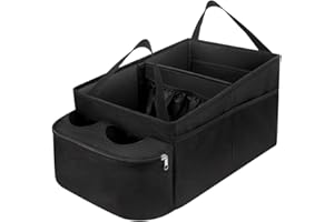 DEARBAG Auto Organizer Kinder Rücksitz, Faltbare Aufbewahrungsboxen für die Rückbank oder den Kofferraum mit Getränkehalter, Beifahrersitz Kofferraum Organizer, mit Teilung Griffen und mehreren Netztaschen