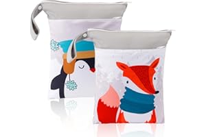 EKOCEV Wet Bag Dry Bag 2 Pcs Borsa Porta Pannolini con Doppia Cerniera, Wet Dry Bag Impermeabile Borsa per Pannolini Riutilizzabile Borsa per Pannolini Lavabili per Il Nuoto, Il Campeggio e I Viaggi