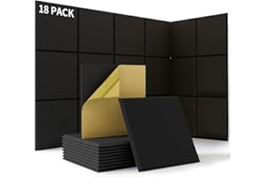 SUZAO 18 Stück Akustikplatten Selbstklebend, Schallabsorber Schallschutz mit Hohe Dichte 230kg/m³, 30x30x1cm Schalldämmung Wand tür Decken, Akustikpaneele Holz für Gaming Deko, Büros, Studios