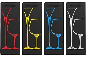 Toyvian Wein-Geschenktüten für 2 Flaschen, Rot, Gelb, Silber, Blau, 12 Stück