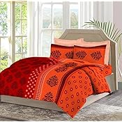 Bombay Dyeing Celiosa 120 TC Cotton Double Bedsheet with 2 Pillow Covers, Red