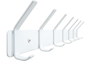 Honsky Garderobenhaken, Garderobenleiste mit 7 Doppelte Haken, Wandgarderobe für Jacken, Mäntel, Schals, Weiß