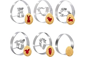 PTAIZJJZ Cortadores de galletas de Pascua, 6 piezas de acero inoxidable, cortadores de galletas para huevos de Pascua, conejo, pollito, zanahoria, cortadores de galletas para fiestas, hornear, fondant