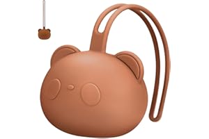 AIRFISH Silicone Dummy Case, Pacifier Holder Case, BPA Free Baby Bear Pacifier Holder Cover, Portable Soother Pods for Baby Travel Pacifiers, Pacifier Accessories for Boys and Girls-Orange