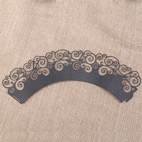 FENICAL Cupcake Wrappers Hochzeit Cupcake Dekoration Geburtstag Baby Baby-Dusche wickeln 50-Pack (schwarz) - 4