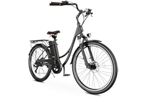 ‎FINBIKE Elektrofahrrad mit Abnehmbarer 36V 13Ah Akku Bis zu 90KM,26 Zoll E Bike mit 7 Gang Getriebe für Herren Damen Pendler Reisen Übung,60N.m 250W Motor City Pedelec mit Aussetzungen und LCD-Display
