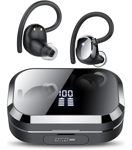 Écouteurs Bluetooth Sport 5.3 IPX7 - 60h Autonomie, Micro ENC, étanches, Couleur Violet Perlé