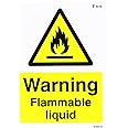 Caledonia Signs 24420E Flammable Liquid Sign, Self Adhesive Vinyl, 200 mm x 150 mm