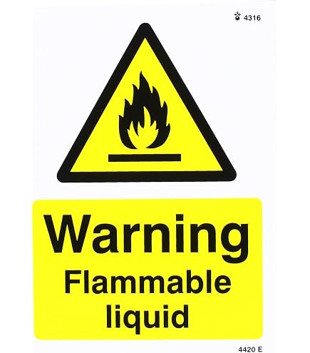 Hazchem Diamond - Segnale di avvertimento/adesivo autoadesivo, 100 mm x 100 mm, con etichetta di sicurezza serigrafata, conforme alle norme HSE UK 2009 (10, liquido infiammabile