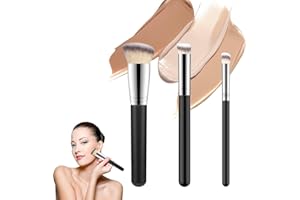 OMBRISA Pennello Fondotinta, Pennello Correttore 3 Pezzi, Pennello Make Up con Morbida Fibra Sintetica, Pennelli Make Up Viso per Fondotinta Cremosi, in Polvere o Liquidi (Pennello Fondotinta 3 Pezzi)