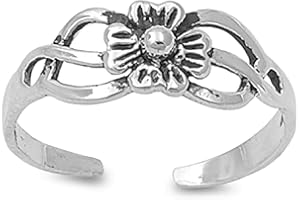 DESIGNER INSPIRATIONS BOUTIQUE FLOWERS/FLORA/FAUNA Toe Ring for Women Girls - Adjustable - 925 Sterling Silver - Pretty Toe Rings