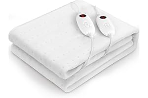 ‎CLEVICH Clevich 190 x 140 cm Wärmeunterbett Doppelte 2x100W Wärmebettunterlage Maschinenwaschbar Matratzenheizung mit 8 Hour Abschaltautomatik 6 Temperatursstufen Abnehmbarem Dual-Controller
