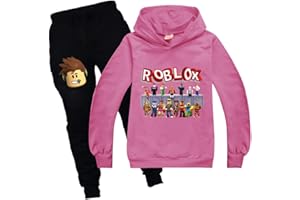 Baonmy Boys Roblox Jersey con capucha y pantalones, trajes de chándal Personajes de dibujos animados Suéter de algodón con capucha Pantalones Conjuntos de ropa