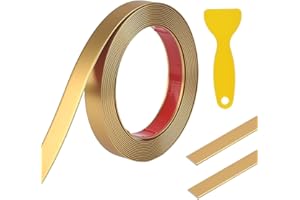 CYNNXIA Molding & Wall Trim, Metalized Wall Trim Gold Molding Trim Peel and Stick Flexible Self Adhesive Metal Trim Mirror-Like Finished Decorative Trim for Wall Mirror Furniture Door Decor, 2cm x 6m