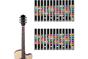 BZKSER Gitarren Noten Aufkleber - 2 Sätze Anfänger Gitarrengriffbrett Sticker, Bunte Gitarren-Griffbrett-Note, Kinderleicht Akkorde und Noten Lernen, für akustische und E-Gitarre