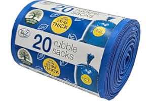 Tidyz Heavy Duty Extra Thick SUPER STRONG Rubble Sacks Bags - For Home DIY Renovation Construction Building Trade Garden Waste Move Bricks Soil Made from 100% Recyled Plastic Pack of 20 32L Bags