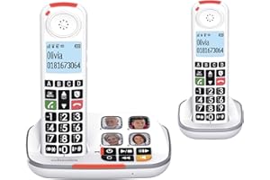 SWISSVOICE - Xtra 2355 Duo - DECT - Cordless Telephone - Large Keys - Answering Machine - Audio Boost - Loud Ringtones - Hearing Aids Compatible - Call Block- 2 Handsets - White
